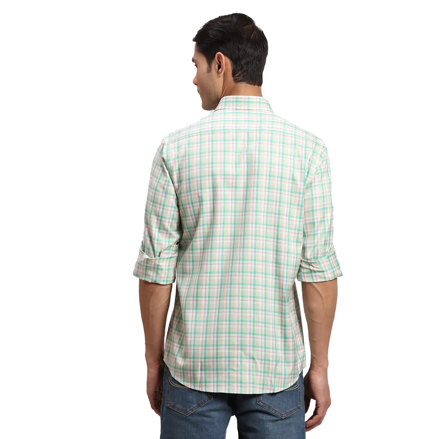 Men Red Regular Fit Checks  Cotton Full Sleeve  Shirts