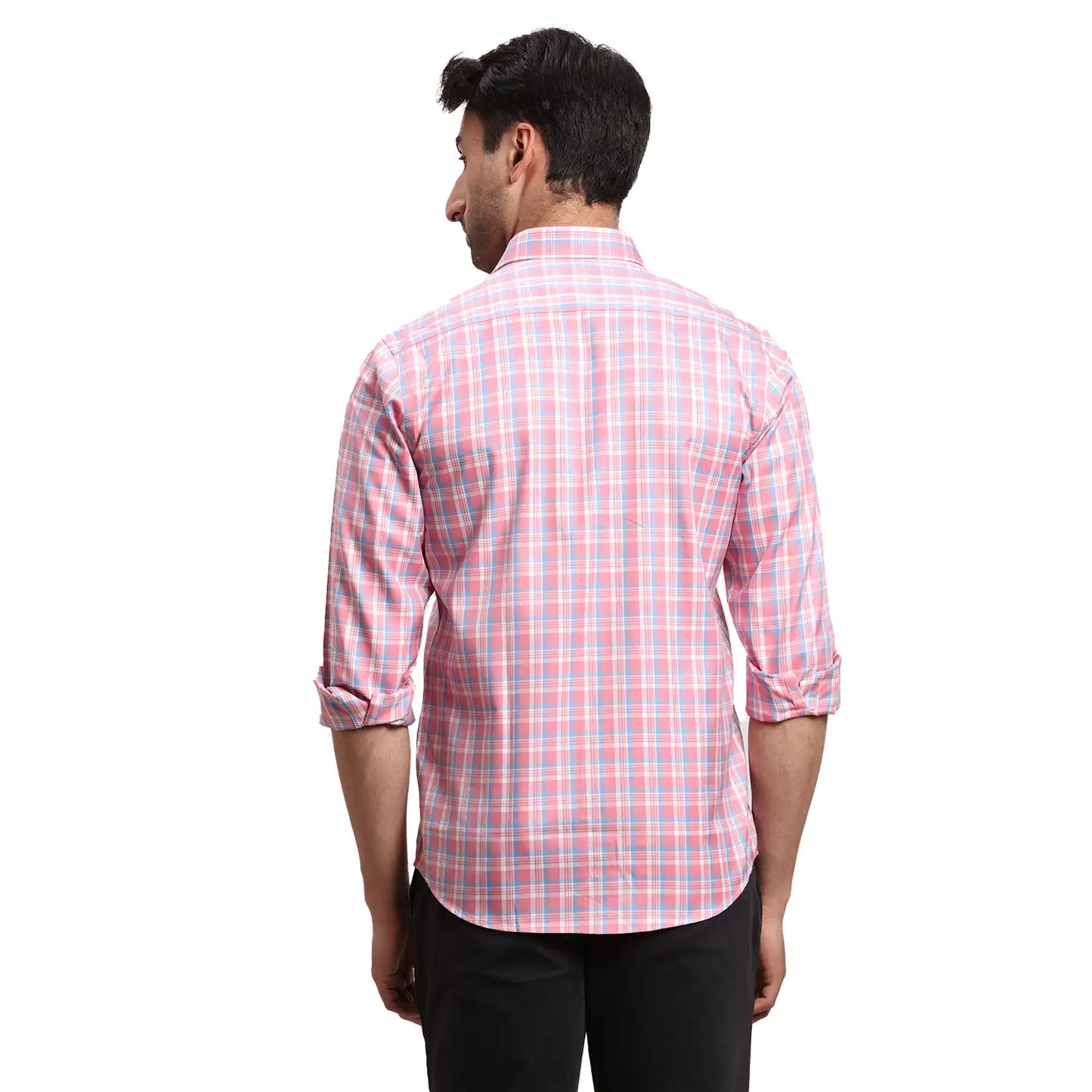 Men Blue Regular Fit Checks  Cotton Full Sleeve  Shirts