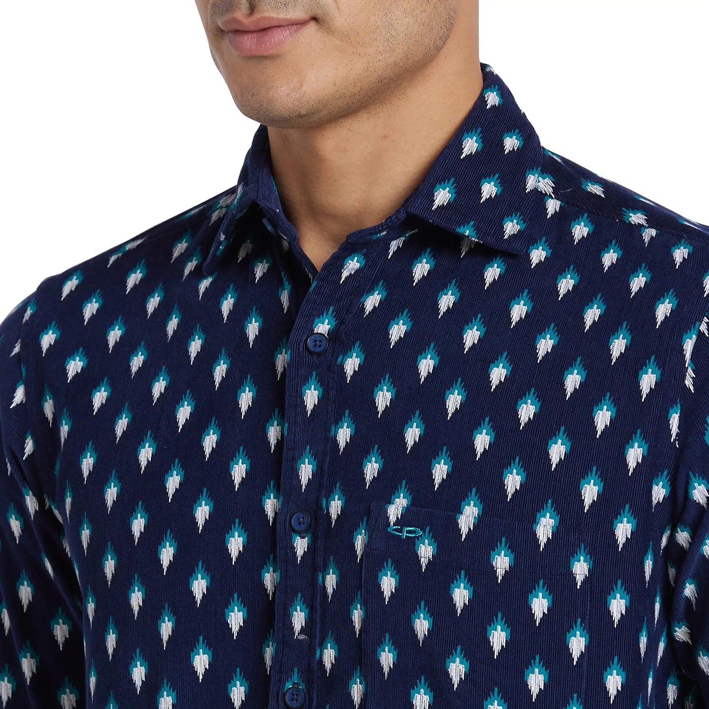 ColorPlus Men Blue Solid Regular Fit Cotton Full Sleeve Shirt