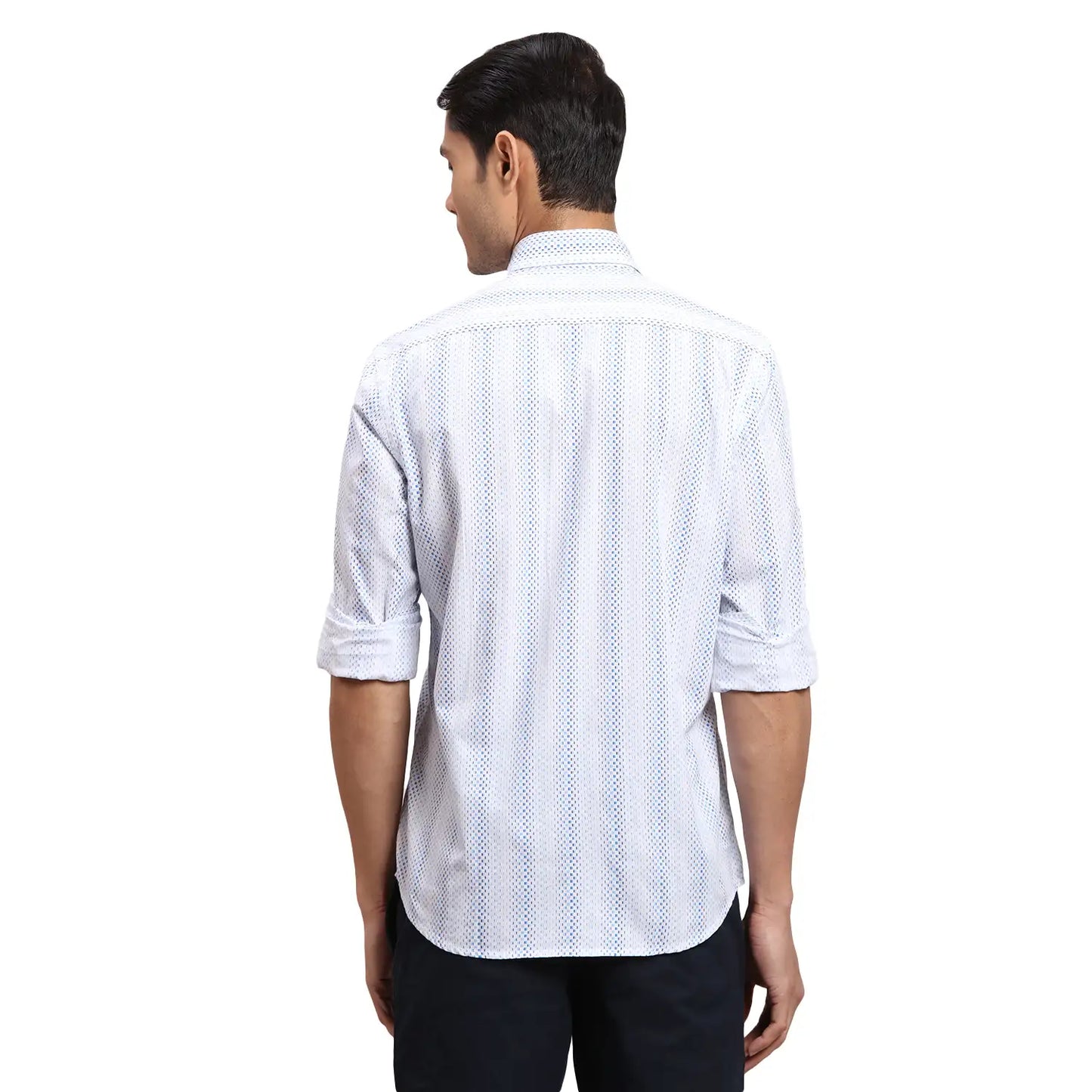 Men Blue Regular Fit Print Cotton Full Sleeves Shirts