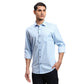 Men Blue Regular Fit Dobby Cotton Full Sleeves Shirts
