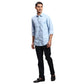 Men Blue Regular Fit Dobby Cotton Full Sleeves Shirts