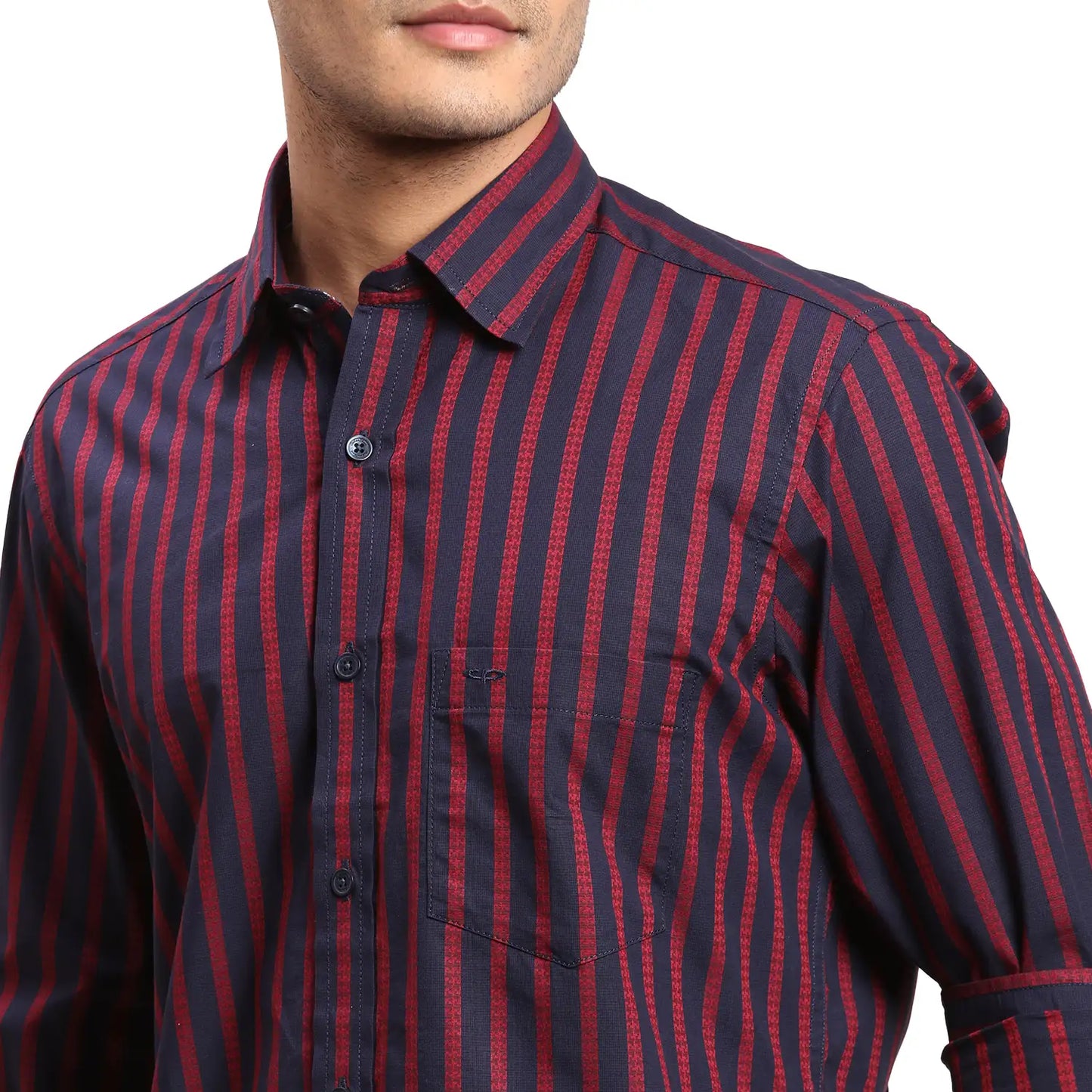 Men Violet Regular Fit Yarn Dyed Cotton Full Sleeves Shirts