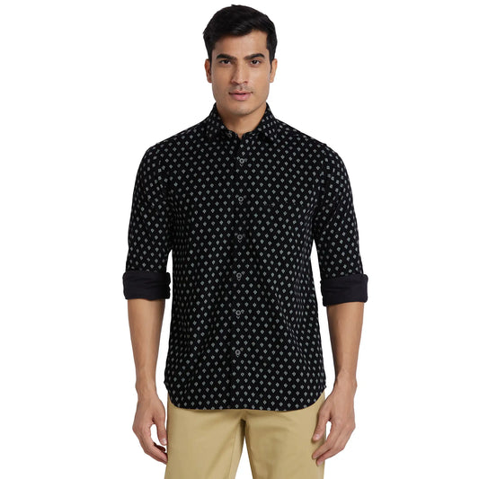 ColorPlus Men Blue Checks Tailored Fit Cotton Half Sleeve Shirt