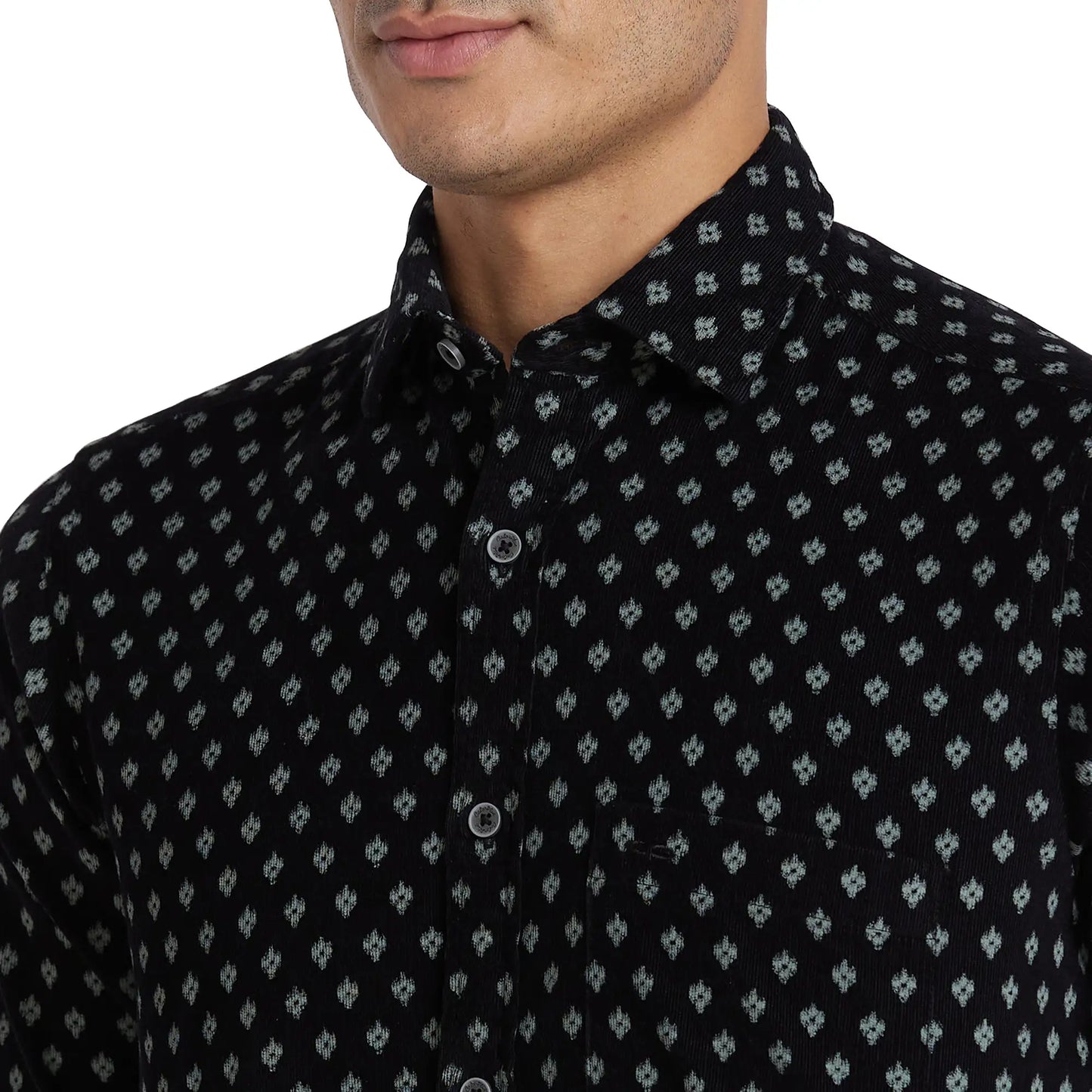 ColorPlus Men Blue Checks Tailored Fit Cotton Half Sleeve Shirt