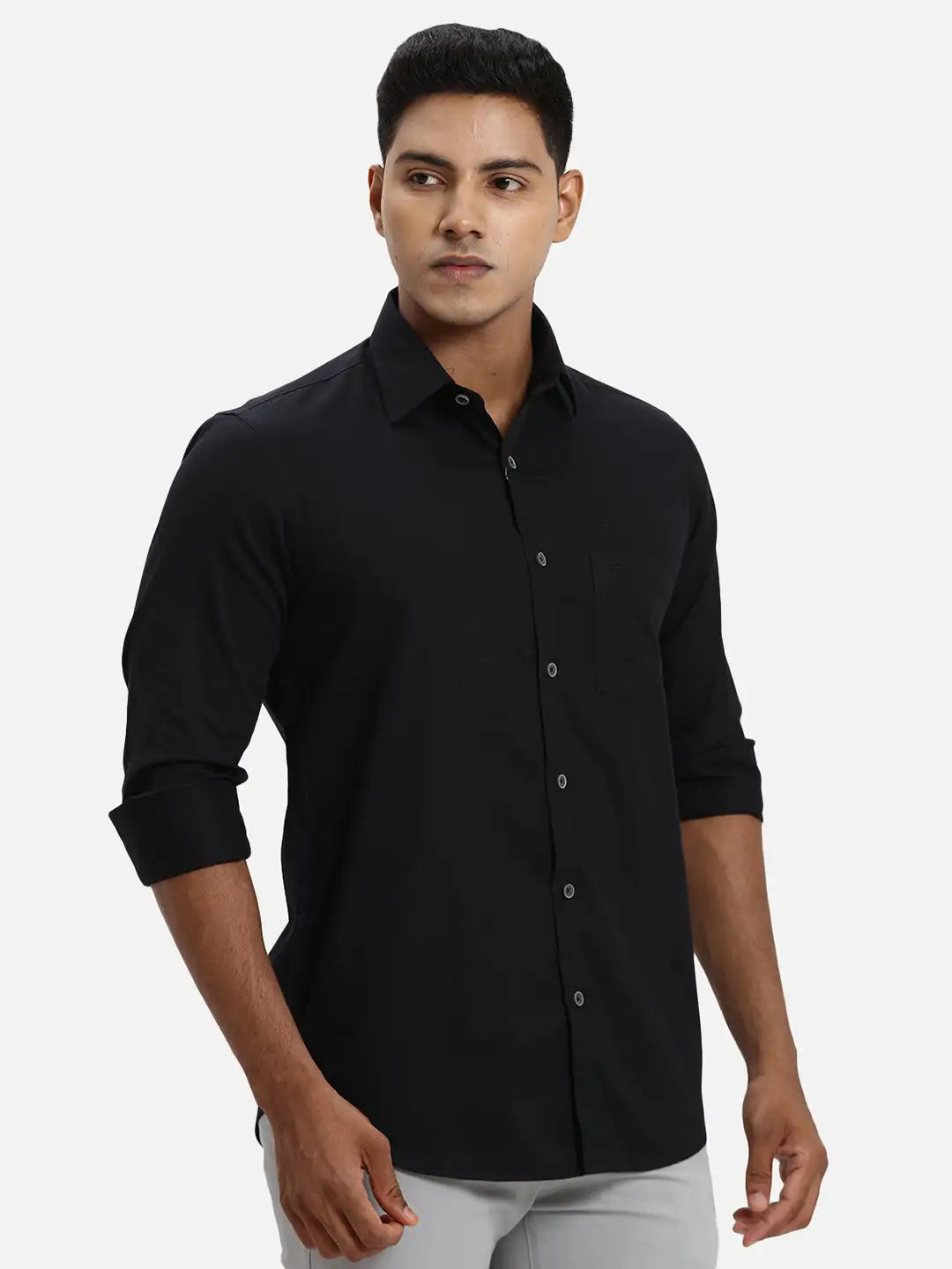 ColorPlus Regular Fit Solid Dark Green Shirt