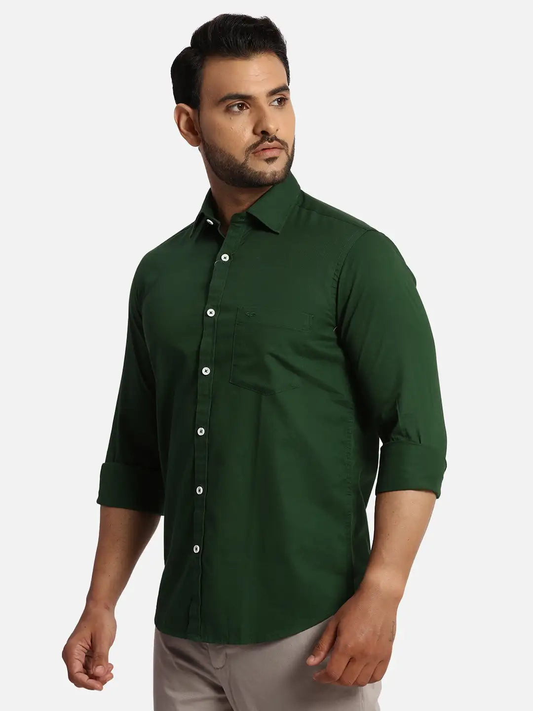 ColorPlus Regular Fit Solid Dark Brown Shirt