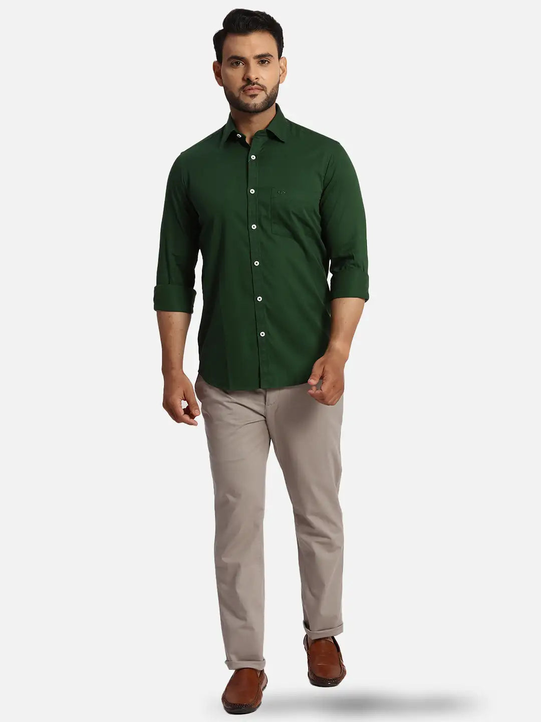 ColorPlus Regular Fit Solid Dark Brown Shirt