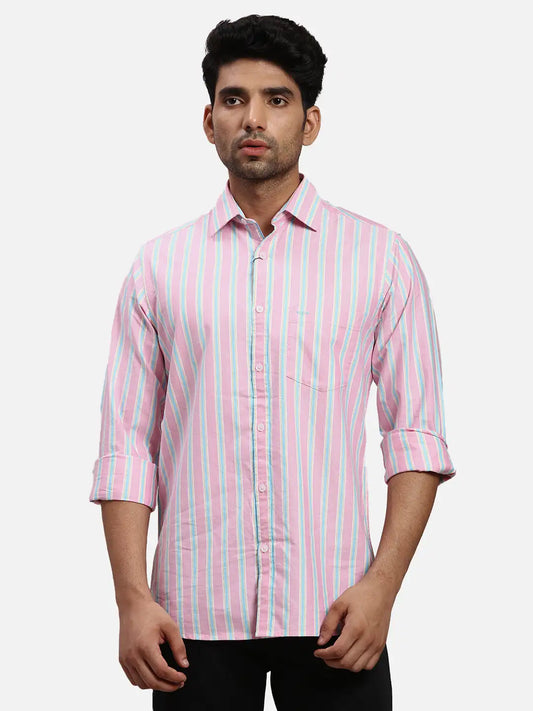 ColorPlus Regular Fit Printed Medium Green Shirt