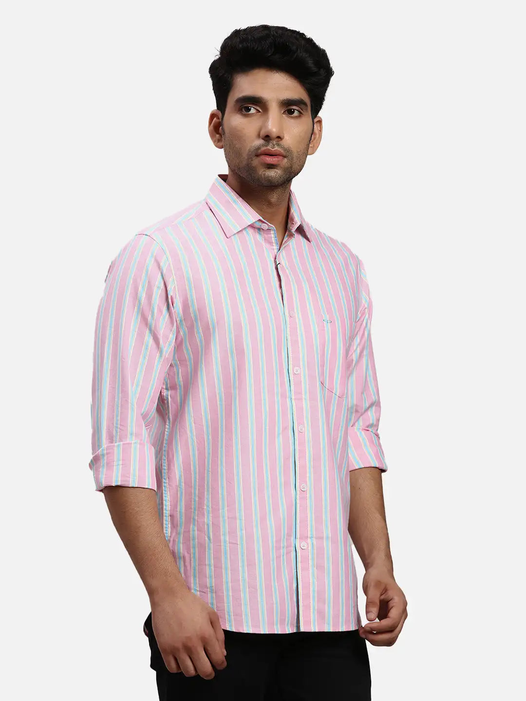 ColorPlus Regular Fit Printed Medium Green Shirt