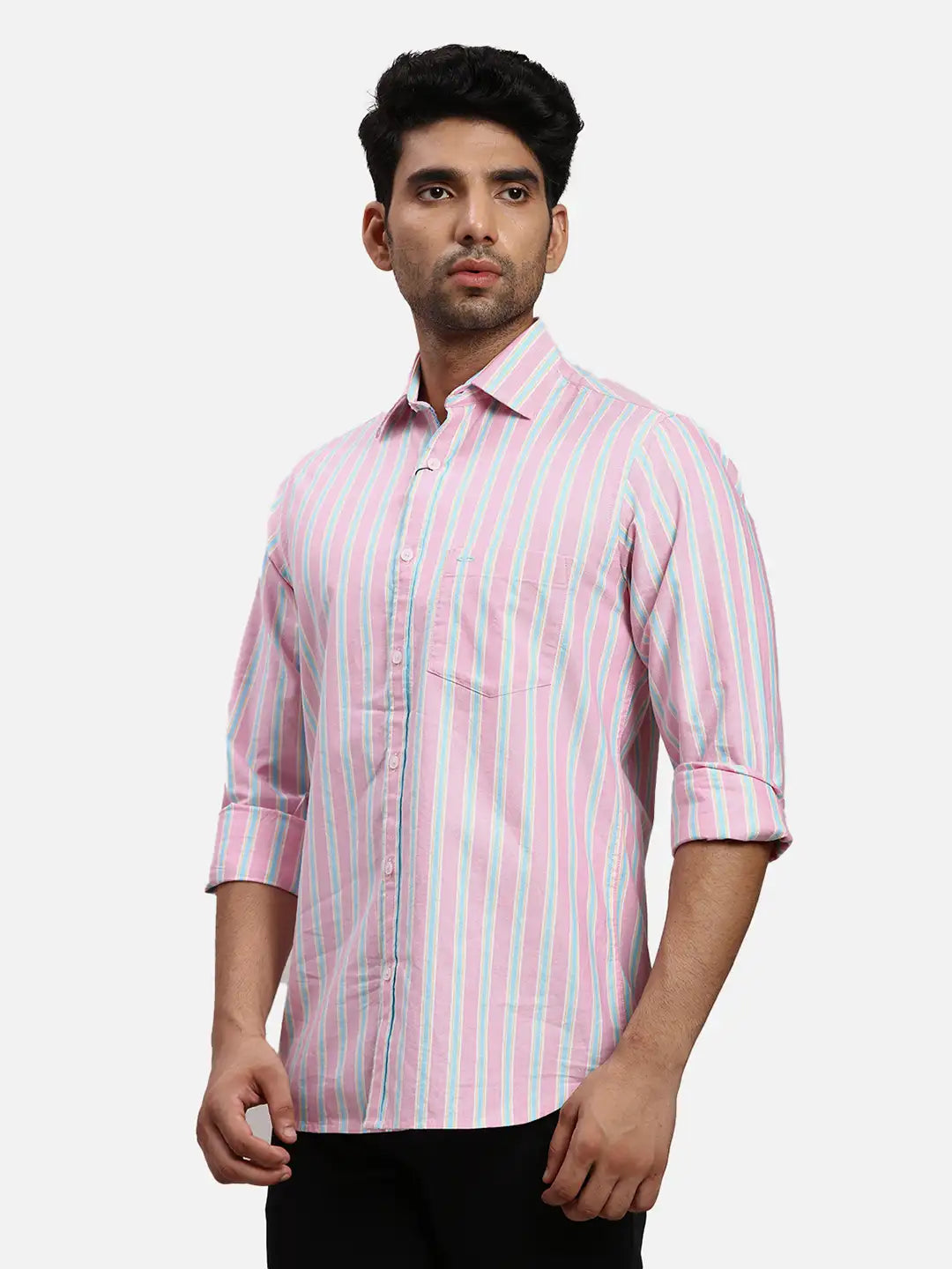 ColorPlus Regular Fit Printed Medium Green Shirt