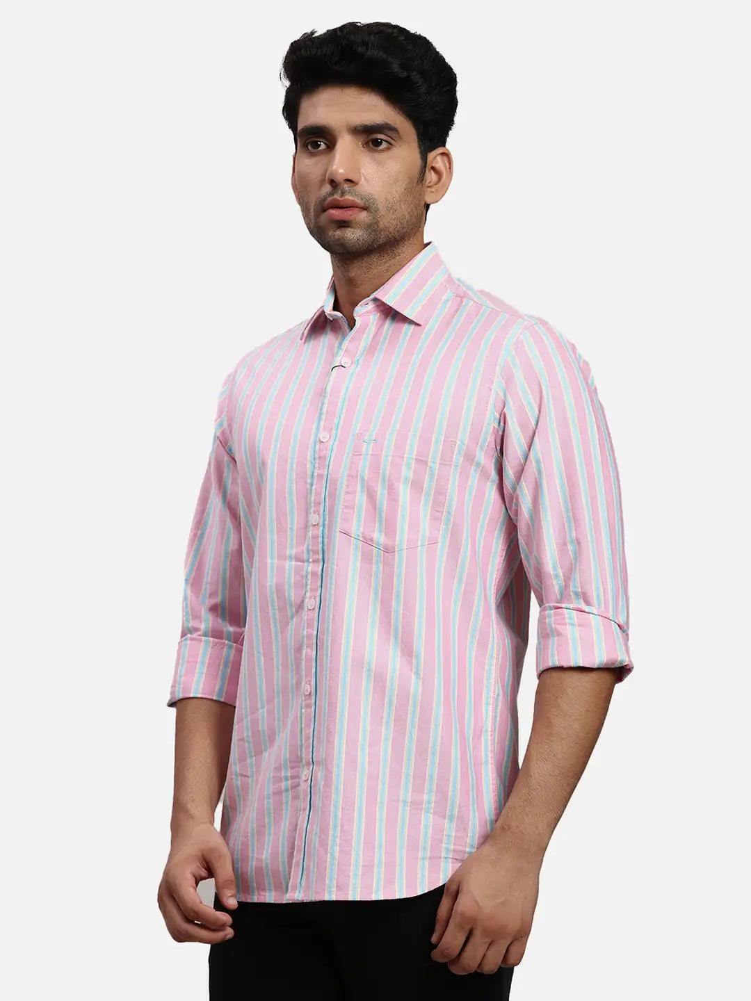 ColorPlus Regular Fit Printed Medium Green Shirt
