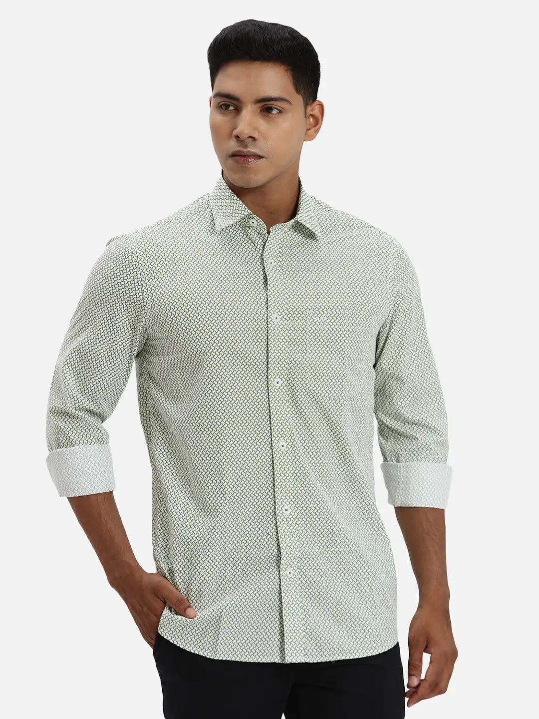 ColorPlus Regular Fit Printed Medium Violet Shirt