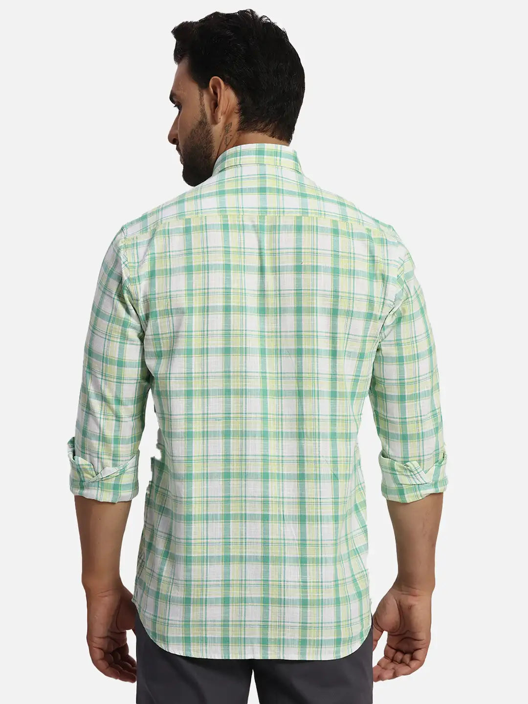 ColorPlus Regular Fit Checkered Medium Red Shirt