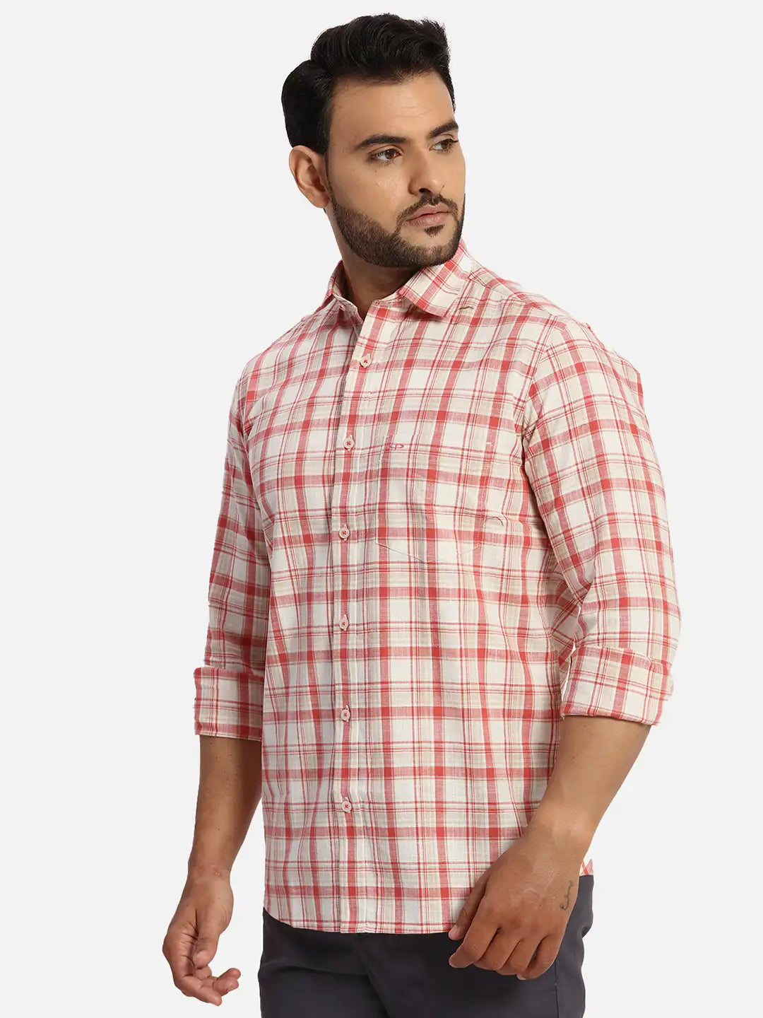 ColorPlus Regular Fit Checkered Medium Violet Shirt