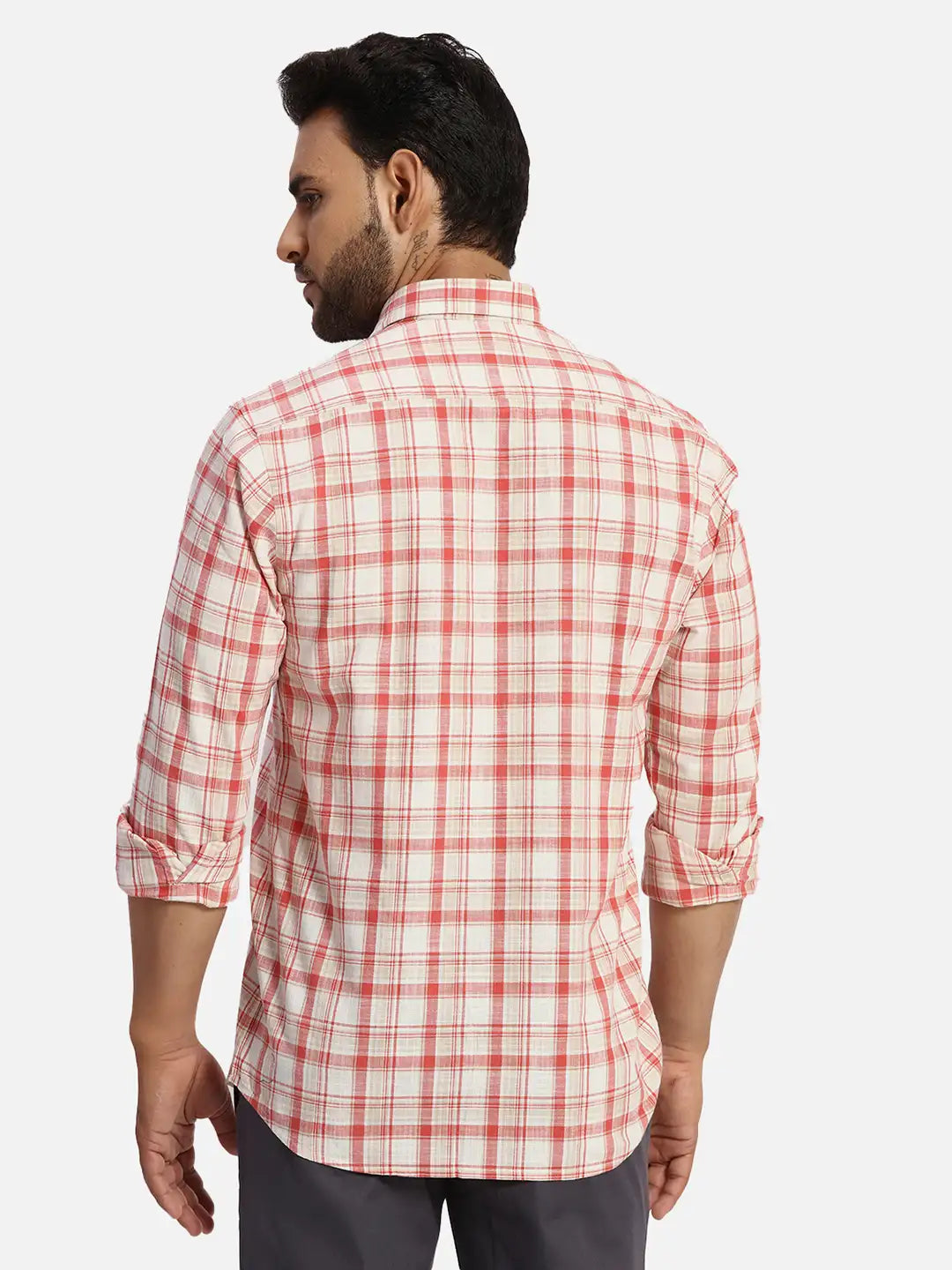 ColorPlus Regular Fit Checkered Medium Violet Shirt