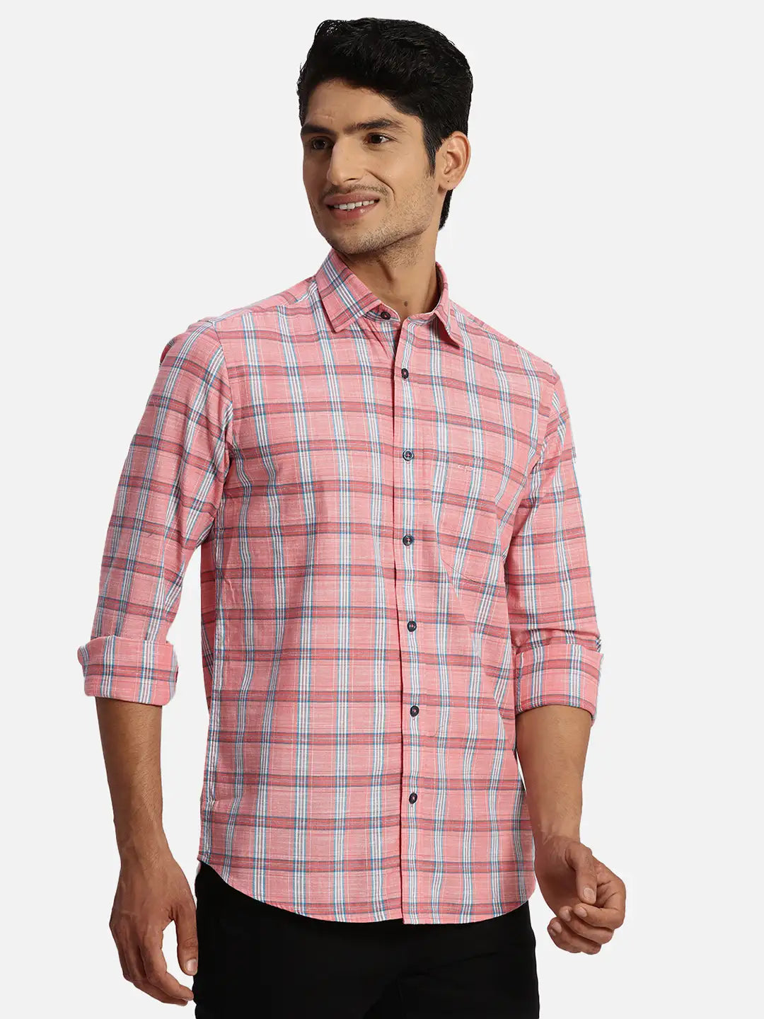 ColorPlus Regular Fit Printed Medium Green Shirt