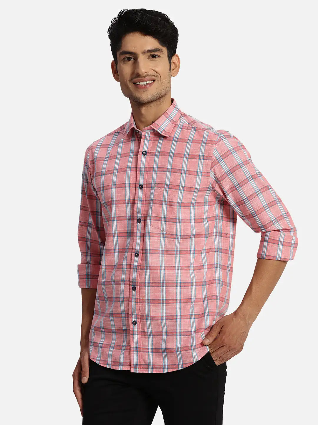 ColorPlus Regular Fit Printed Medium Green Shirt