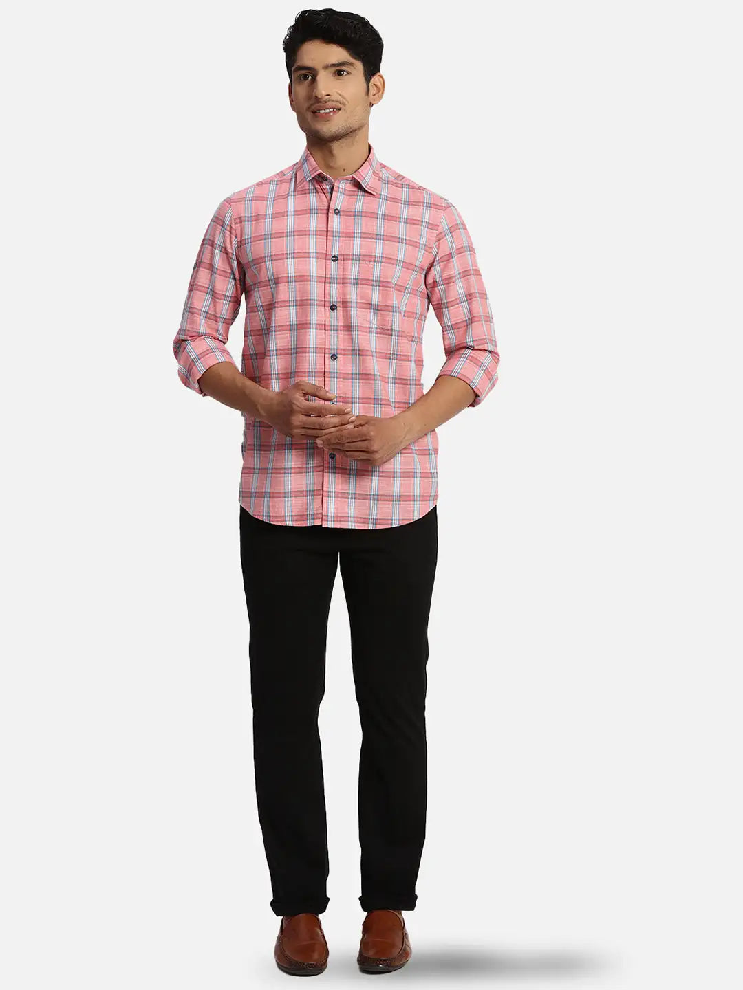 ColorPlus Regular Fit Printed Medium Green Shirt