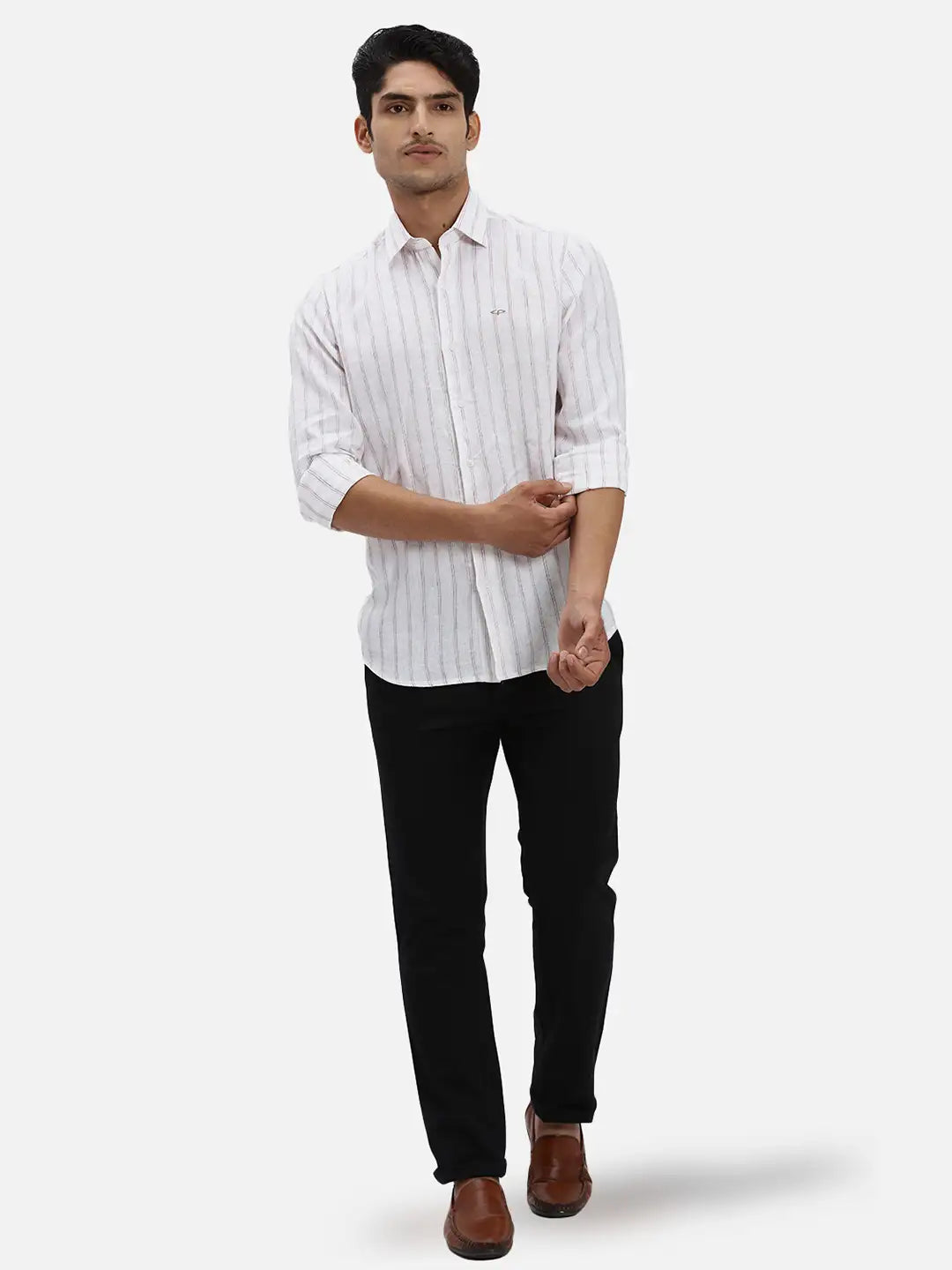 ColorPlus Regular Fit Checkered Medium Green Shirt