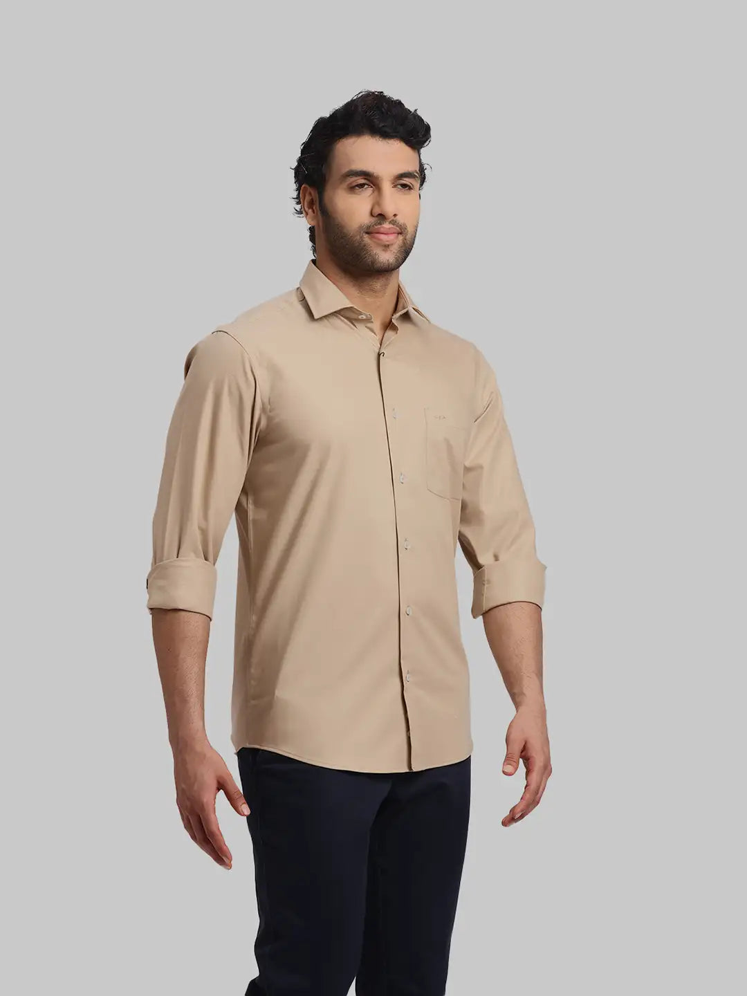 ColorPlus Regular Fit Solid Medium Green Shirt