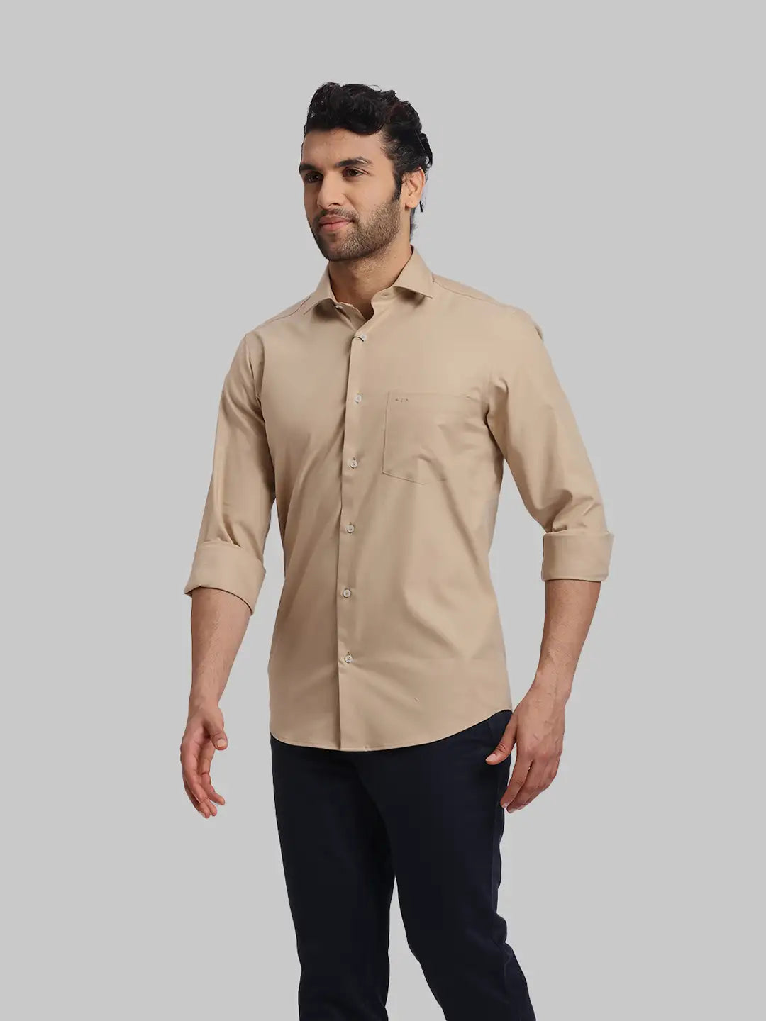 ColorPlus Regular Fit Solid Medium Green Shirt