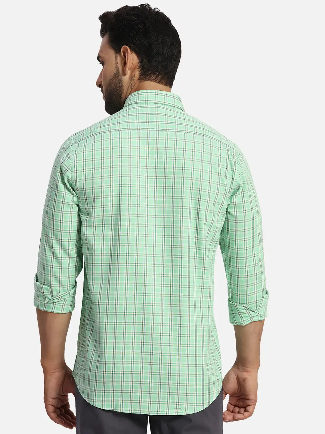 ColorPlus Regular Fit Checkered Medium Red Shirt