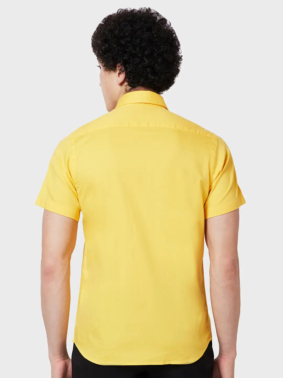 Men Tailored Fit Yellow Shirt