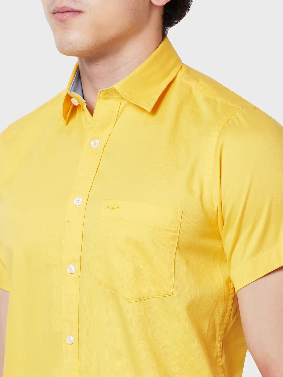 Men Tailored Fit Yellow Shirt