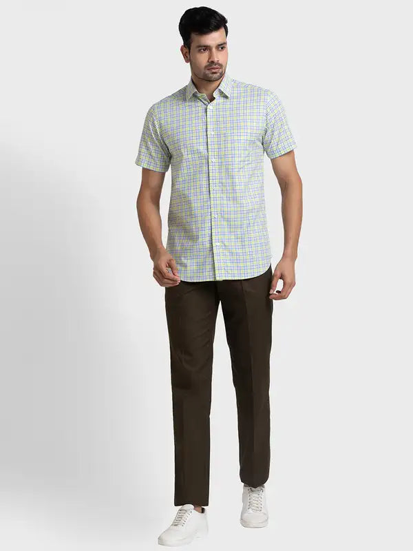 Men Tailored Fit Yellow Shirt