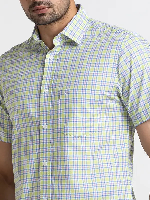 Men Tailored Fit Yellow Shirt