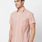 ColorPlus Men Brown Checks Tailored Fit Linen Half Sleeve Shirt