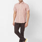 ColorPlus Men Brown Checks Tailored Fit Linen Half Sleeve Shirt
