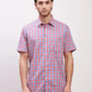 Colorplus Men Blue Checks Tailored Fit Cotton Blend Half Sleeve Shirts