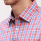 Colorplus Men Blue Checks Tailored Fit Cotton Blend Half Sleeve Shirts