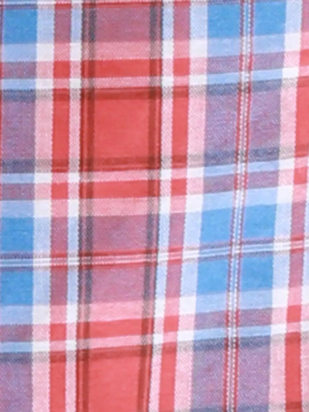 Colorplus Men Blue Checks Tailored Fit Cotton Blend Half Sleeve Shirts