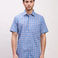 Colorplus Men Red Checks Tailored Fit Cotton Blend Half Sleeve Shirts