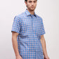Colorplus Men Red Checks Tailored Fit Cotton Blend Half Sleeve Shirts