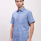 Colorplus Men Red Checks Tailored Fit Cotton Blend Half Sleeve Shirts