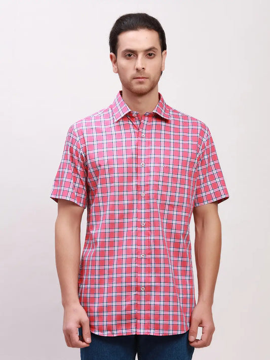 Colorplus Men Grey Print Tailored Fit Cotton Half Sleeve Shirts