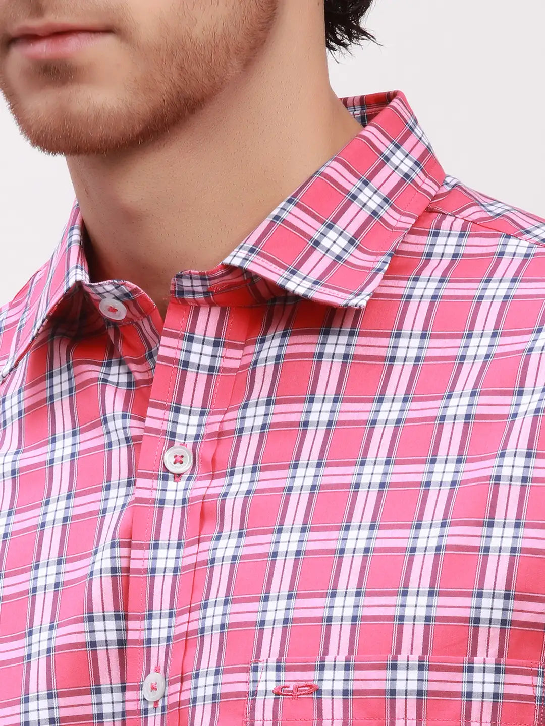 Colorplus Men Grey Print Tailored Fit Cotton Half Sleeve Shirts