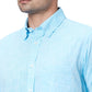 Men Blue Tailored Fit Solid Cotton Half Sleeve Shirts