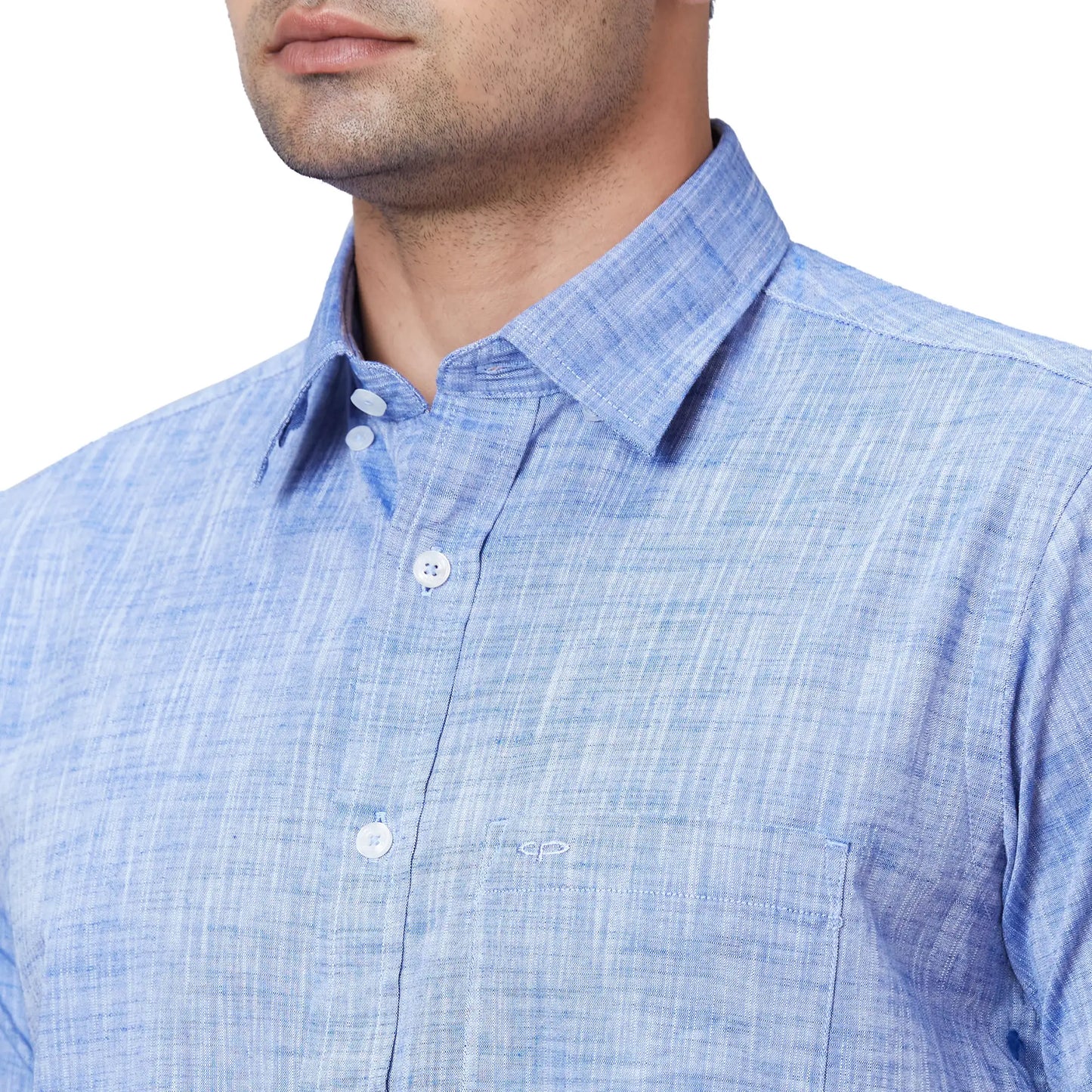 Men Navy Tailored Fit Solid Cotton Half Sleeve Shirts