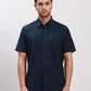 Men Grey Tailored Fit Solid Cotton Half Sleeve Shirts