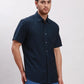 Men Grey Tailored Fit Solid Cotton Half Sleeve Shirts
