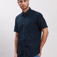 Men Grey Tailored Fit Solid Cotton Half Sleeve Shirts