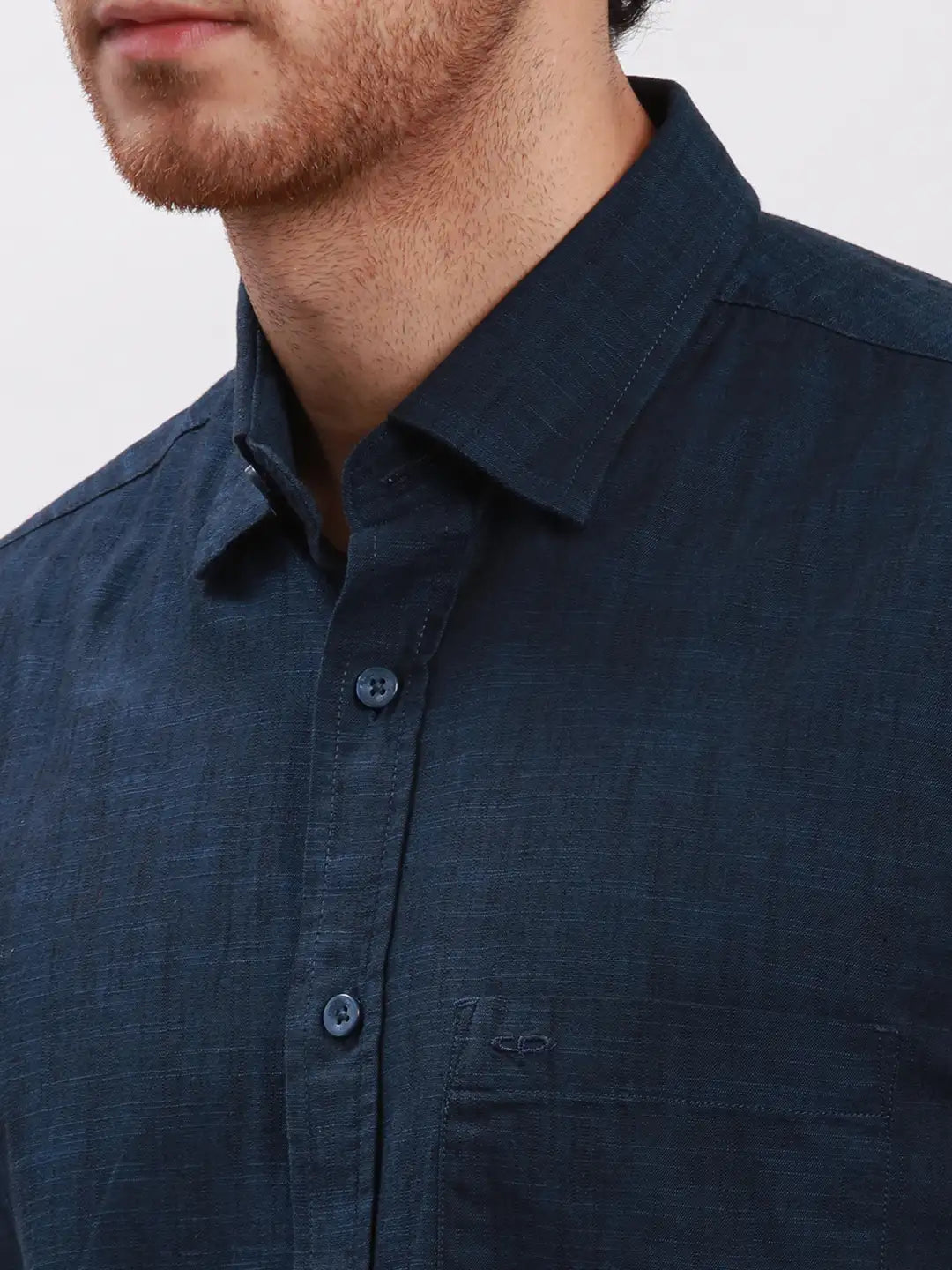 Men Grey Tailored Fit Solid Cotton Half Sleeve Shirts