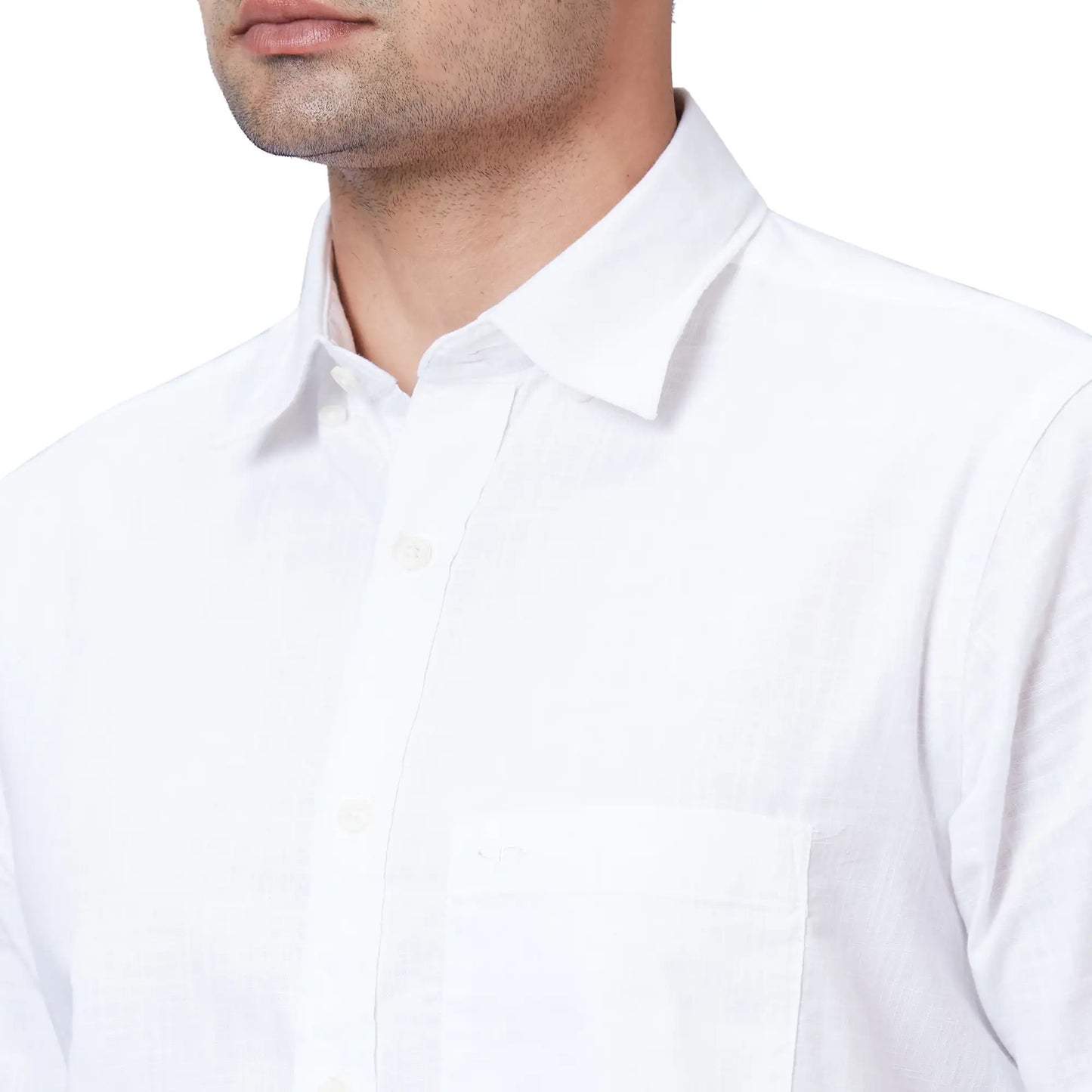 Men Blue Tailored Fit Solid Cotton Half Sleeve Shirts