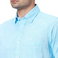 Men Blue Tailored Fit Solid Cotton Half Sleeve Shirts