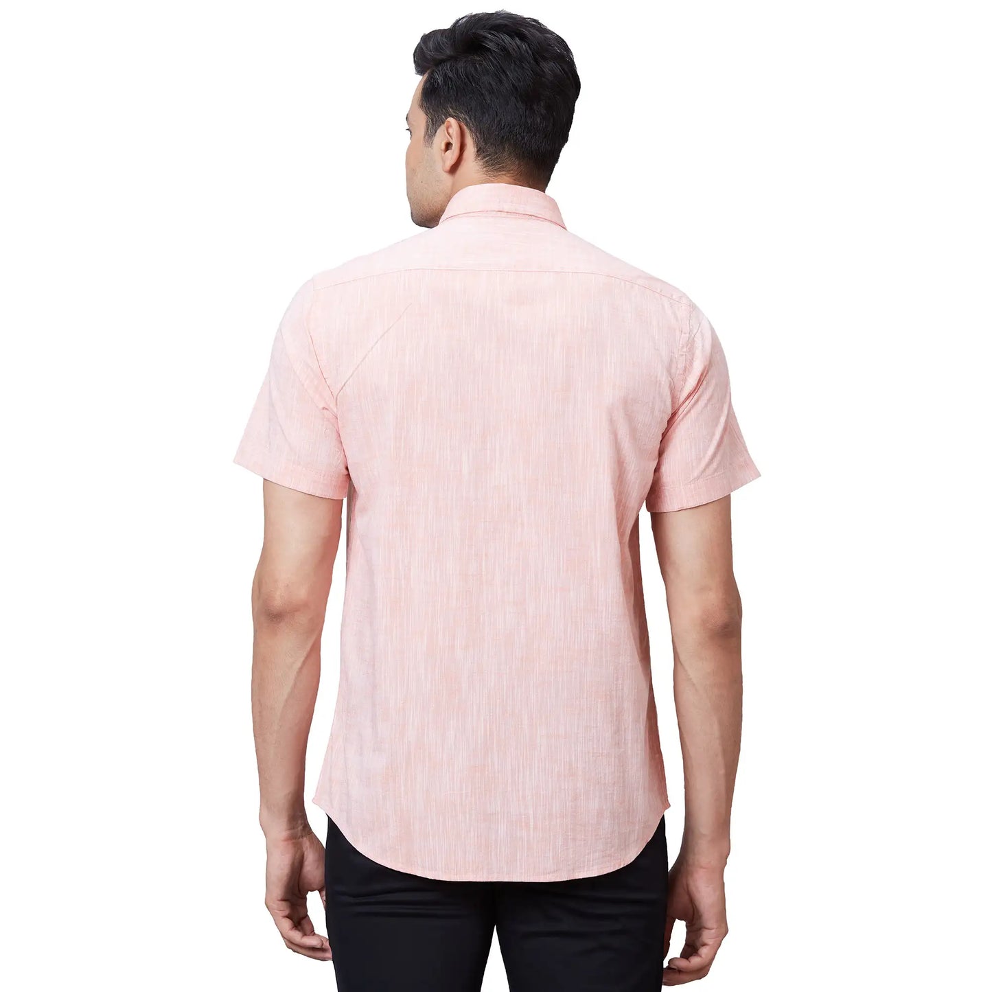 Men Grey Tailored Fit Solid Cotton Half Sleeve Shirts